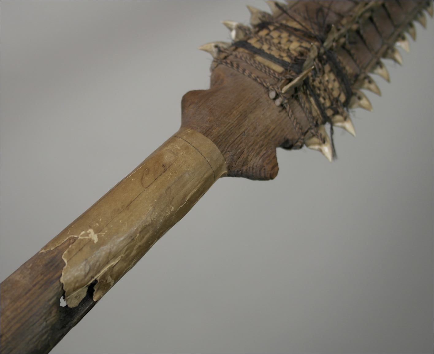 Tetoanea or Tewinnarei, 19th century Gilbert Islands Kiribati shark tooth sword, Tribal Art Gallery, 19th century Polynesian art and weapons, Ethnographic antiques, artifacts and weapons, 19th century 19th century Gilbert Islands Kiribati shark tooth sword  club, 19th century Melanesian and Micronesian  art antiques and weapons, Ethnographic antiques  artifacts and weapons, 19th century 19th century Gilbert Islands Kiribati shark tooth sword war club, melanesian and micronesian antique, melanesian and micronesian artifact, 19th century 19th century Gilbert Islands Kiribati shark tooth sword Island artifact, Polynesian tribal art antiques and weapons gallery, Oceanic tribal art antiques and weapons gallery, ethnographic tribal art antiques and weapons gallery, 19ème siècle 19th century Gilbert Islands Kiribati shark tooth sword massue de guerre, looking to buy 19th century Gilbert Islands Kiribati shark tooth sword tribal antiques art and weapons, buying 19th century Gilbert Islands Kiribati shark tooth sword antiques, buying melanesian and micronesian clubs artifacts and weapons, buying 19th century Gilbert Islands Kiribati shark tooth sword antiques